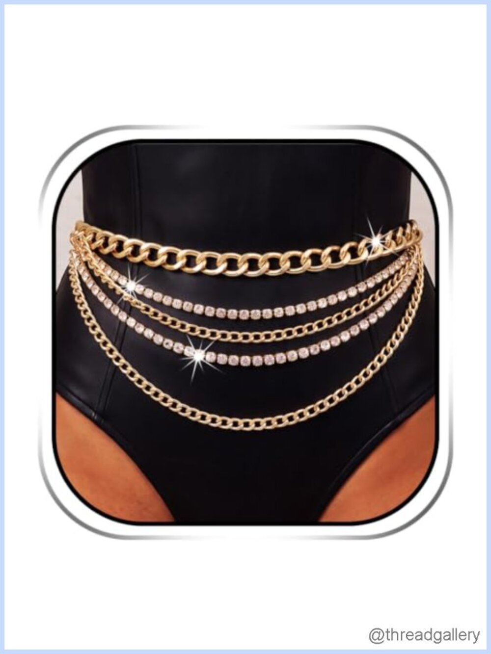 Rhinestone Chain Belt Adjustable Waist Body Chain Fashion Jewelry